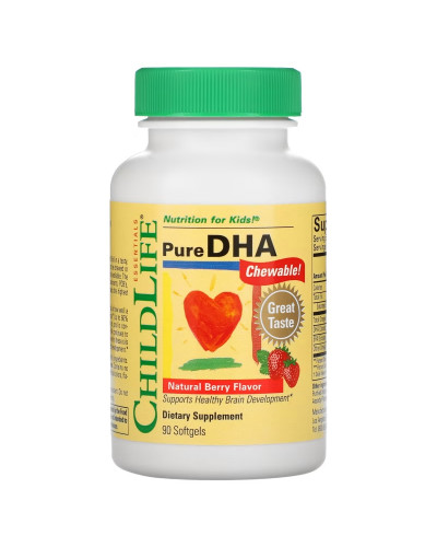 ДГК (докозагексаеновая кислота) для детей, вкус ягод, Pure DHA, ChildLife, 90 гелевых капсул