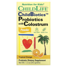 Пробиотики для Детей с Молозивом, Вкус тропического апельсина, Probiotics with Colostrum Powder, ChildLife, 34,5 гр