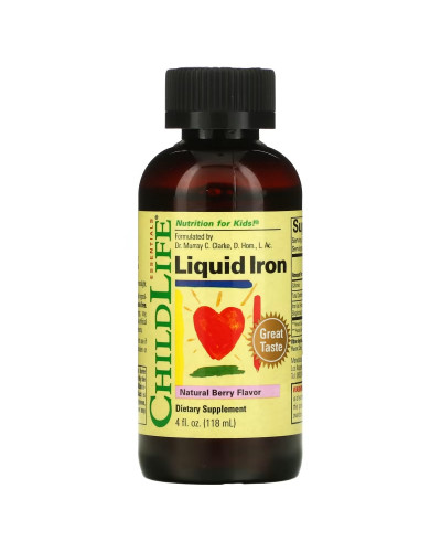 Жидкое железо для детей, вкус ягод, Liquid Iron, ChildLife, 118 мл