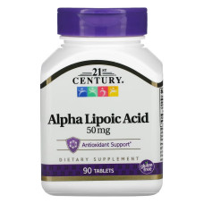 Альфа-липоевая кислота, 50 мг, Alpha Lipoic Acid, 21st Century, 90 таблеток