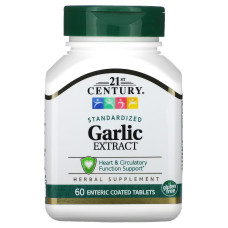 Экстракт чеснока, Garlic Extract, Standardized, 21st Century, 90 таблеток в оболочке