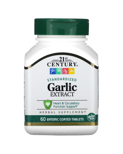 Екстракт чесноку, Garlic Extract, Standardized, 21st Century, 90 таблеток в оболонці