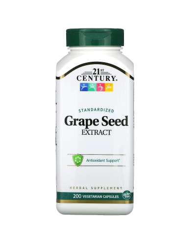 Екстракт виноградних кісточок Grape Seed Extract Standardized 21st Century 200 вегетаріанських капсул