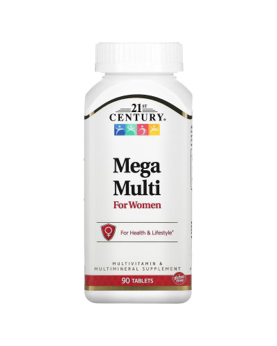Мультивитамины и мультимикроэлементы для женщин, Mega Multi for Women, 21st Century, 90 таблеток
