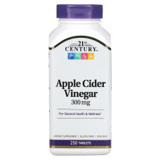 Яблочный уксус, 300 мг, Apple Cider Vinegar, 21st Century, 250 таблеток