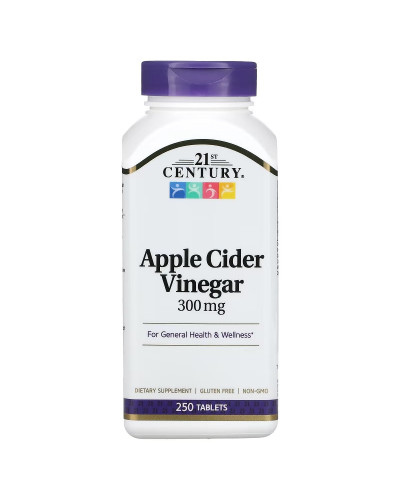 Яблучний оцет, 300 мг, Apple Cider Vinegar, 21st Century, 250 таблеток