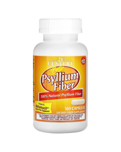 Клітковина з подорожника, Psyllium Fiber, 21st Century, 160 капсул