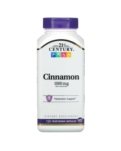 Кориця, 500 мг, Cinnamon, 21st Century, 120 вегетаріанських капсул