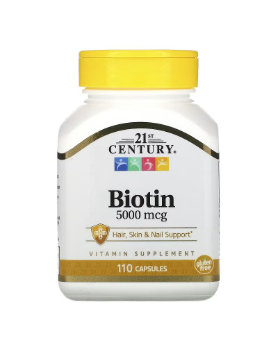 Біотин, 5000 мкг, Biotin, 21st Century, 110 капсул