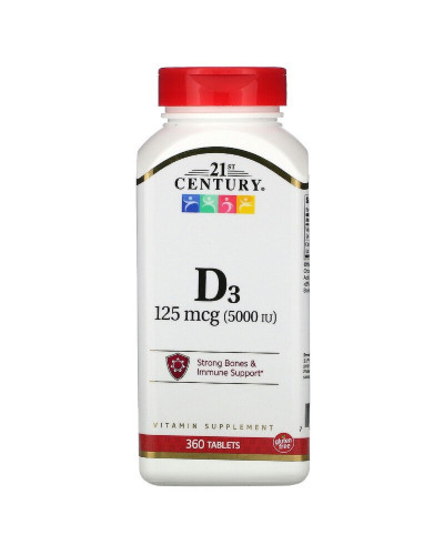 Вітамін D3 5000 МО, Vitamin D3, 21st Century, 360 таблеток
