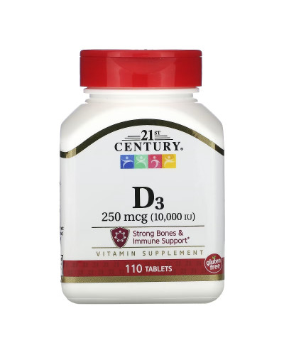 Вітамін D3, 250 мкг, Vitamin D3, 21st Century, 110 таблеток