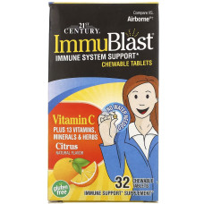 Комплекс для иммунитета и Витамин C, цитрусовый вкус, ImmuBlast, Vitamin C, 21st Century, 32 жевательные таблетки