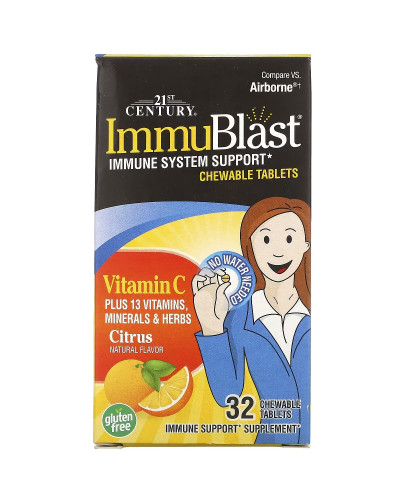 Комплекс для імунітету та Вітамін C, цитрусовий смак, ImmuBlast, Vitamin C, 21st Century, 32 жувальні таблетки