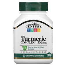 Куркума, 500 мг, Turmeric Complex, 21st Century, 60 вегетарианских капсул