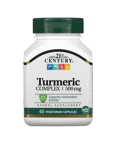 Куркума, 500 мг, Turmeric Complex, 21st Century, 60 вегетаріанських капсул