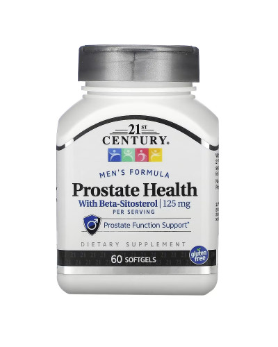 Здоров'я простати з бета-ситостеролом, 125 мг, Prostate Health with Beta-Sitosterol, 21st Century, 60 гелевих капсул