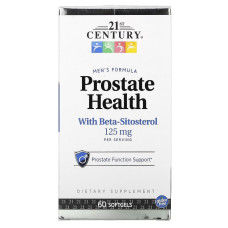 Здоровье простаты с бета-ситостеролом, 125 мг, Prostate Health with Beta-Sitosterol, 21st Century, 60 гелевых капсул