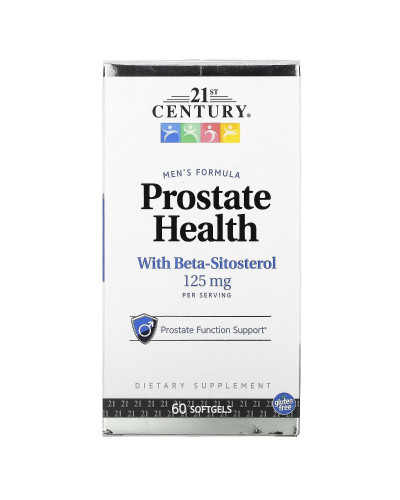 Здоров'я простати з бета-ситостеролом, 125 мг, Prostate Health with Beta-Sitosterol, 21st Century, 60 гелевих капсул