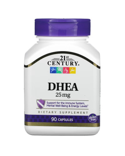 УЦІНКА Дегідроепіандростерон, 25 мг, DHEA, 21st Century, 90 капсул (подряпина)