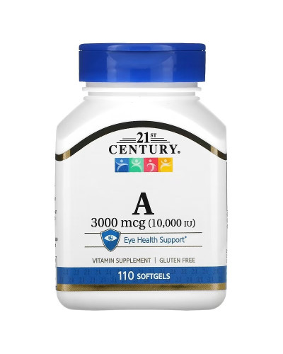 Витамин A, 3000 мкг, Vitamin A, 21st Century, 110 гелевых капсул