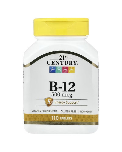 Вітамін B12, 500 мкг, Vitamin B-12, 21st Century, 110 таблеток