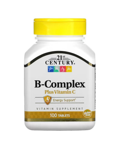 B-Комплекс та Вітамін С, B-Complex Plus Vitamin C, 21st Century, 100 таблеток