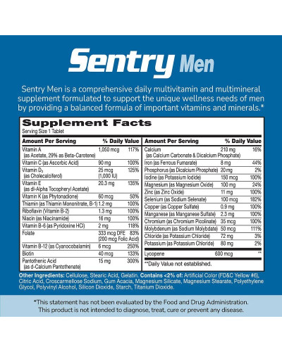 Мультивітаміни та мультимінералі для чоловіків, Sentry Men, Multivitamin & Multimineral Supplement, 21st Century, 120 таблеток