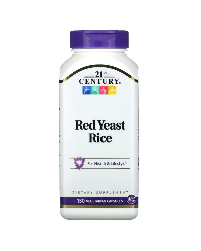 Червоний дріжджовий рис, Red Yeast Rice, 21st Century, 150 вегетаріанських капсул