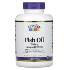 Рыбий жир, 1200 мг, Fish Oil, 21st Century, 140 гелевых капсул