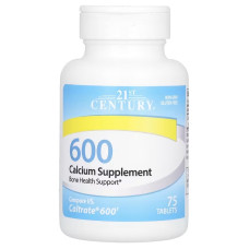 Кальций 600, 600 мг, Calcium Supplement 600, 21st Century, 75 таблеток