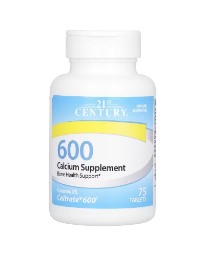 Кальцій 600, 600 мг, Calcium Supplement 600, 21st Century, 75 таблеток