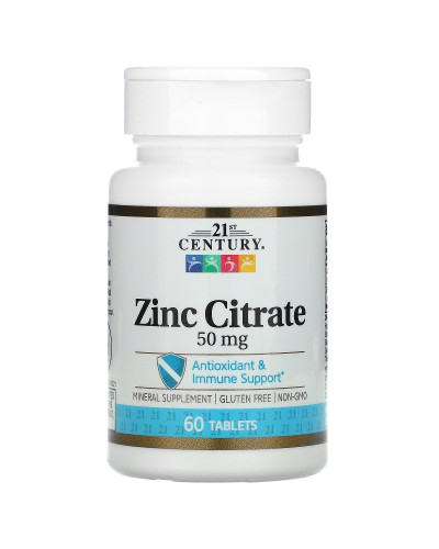 Цитрат цинку, 50 мг, Zinc Citrate, 21st Century, 60 таблеток