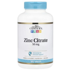 Цитрат Цинка, 50 мг, Zinc Citrate, 21st Century, 360 таблеток