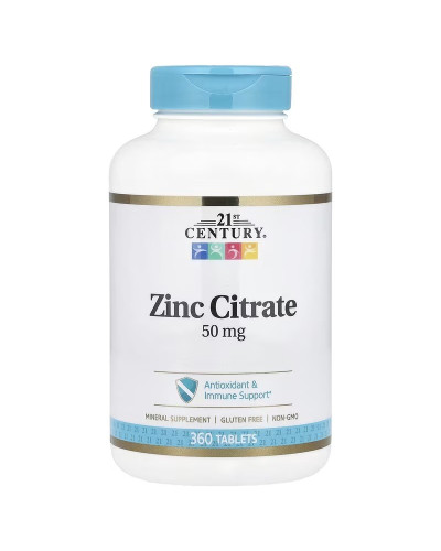 Цитрат Цинку, 50 мг, Zinc Citrate, 21st Century, 360 таблеток