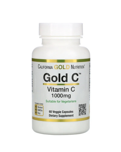Витамин C, Gold C, 1000 мг, California Gold Nutrition, 60 вегетарианских капсул