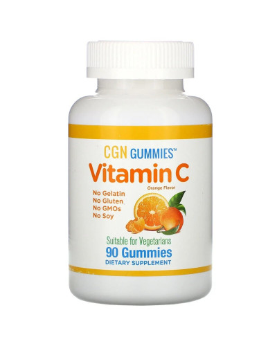 Витамин C, апельсиновые дольки без желатина, Vitamin C Gummies, California Gold Nutrition, 90 жевательных конфет
