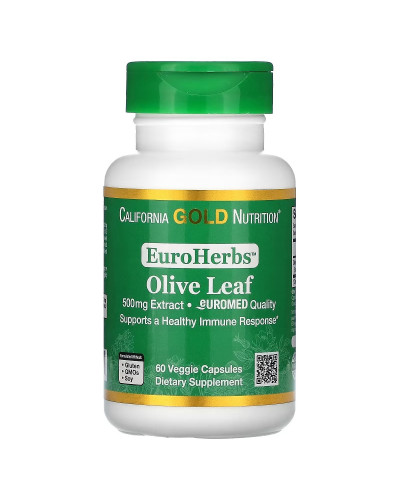 Оливковые Листья, 500 мг, Olive Leaves, California Gold Nutrition, 60 капсул