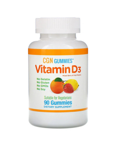 Вітамін D3, 2000 МО, ягідно-фруктовий смак, California Gold Nutrition, 90 жувальних цукерок