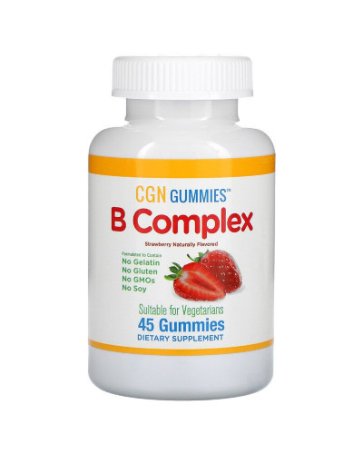 B-Комплекс, смак полуниці, B Complex Gummies, California Gold Nutrition, 45 жувальних цукерок