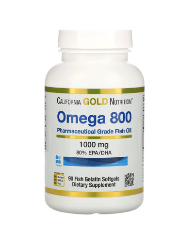 Омега 800, Риб'ячий жир фармацевтичного якості, 1000 мг, California Gold Nutrition, 90 желатинових капсул