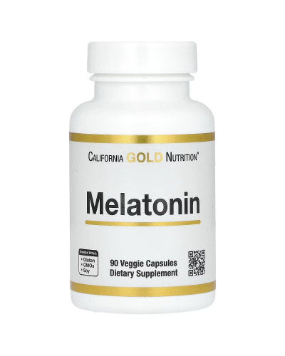 Мелатонин, 3 мг, Melatonin, California Gold Nutrition, 90 вегетарианских капсул