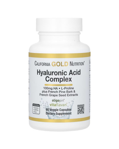 Комплекс с гиалуроновой кислотой, Hyaluronic Acid Complex, California Gold Nutrition, 60 вегетарианских капсул