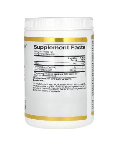 Молозиво концентроване у порошку, 1000 мг, Colostrum, California Gold Nutrition, 200 гр