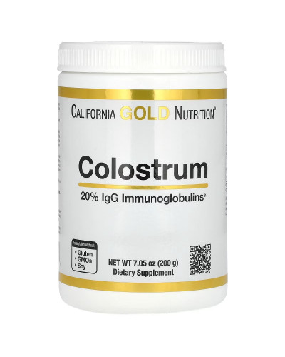 Молозиво концентроване у порошку, 1000 мг, Colostrum, California Gold Nutrition, 200 гр