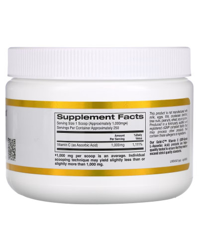 Вітамін C, 1000 мг, Vitamin C, Gold C Powder, California Gold Nutrition, 250 г Вітамін C, 1000 мг, Vitamin C, Gold C Powder, California Gold Nutrition, 250 г