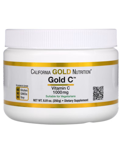 Вітамін C, 1000 мг, Vitamin C, Gold C Powder, California Gold Nutrition, 250 г