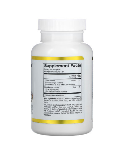 Куркумін C3 з біоперином, 500 мг, Curcumin C3 Complex with BioPerine, California Gold Nutrition, 120 вегетаріанських капсул