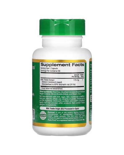 Екстракт розторопші, 175 мг, Milk Thistle Extract, EuroHerbs, European Quality, California Gold Nutrition, 60 вегетаріанських капсул