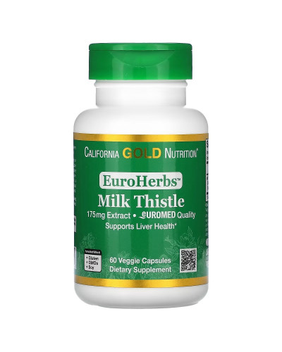 Екстракт розторопші, 175 мг, Milk Thistle Extract, EuroHerbs, European Quality, California Gold Nutrition, 60 вегетаріанських капсул