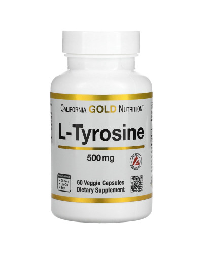 L-Тирозин 500 мг, L-Tyrosine, California Gold Nutrition, 60 вегетарианских капсул